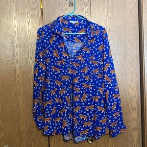 Tiger print button up XL
